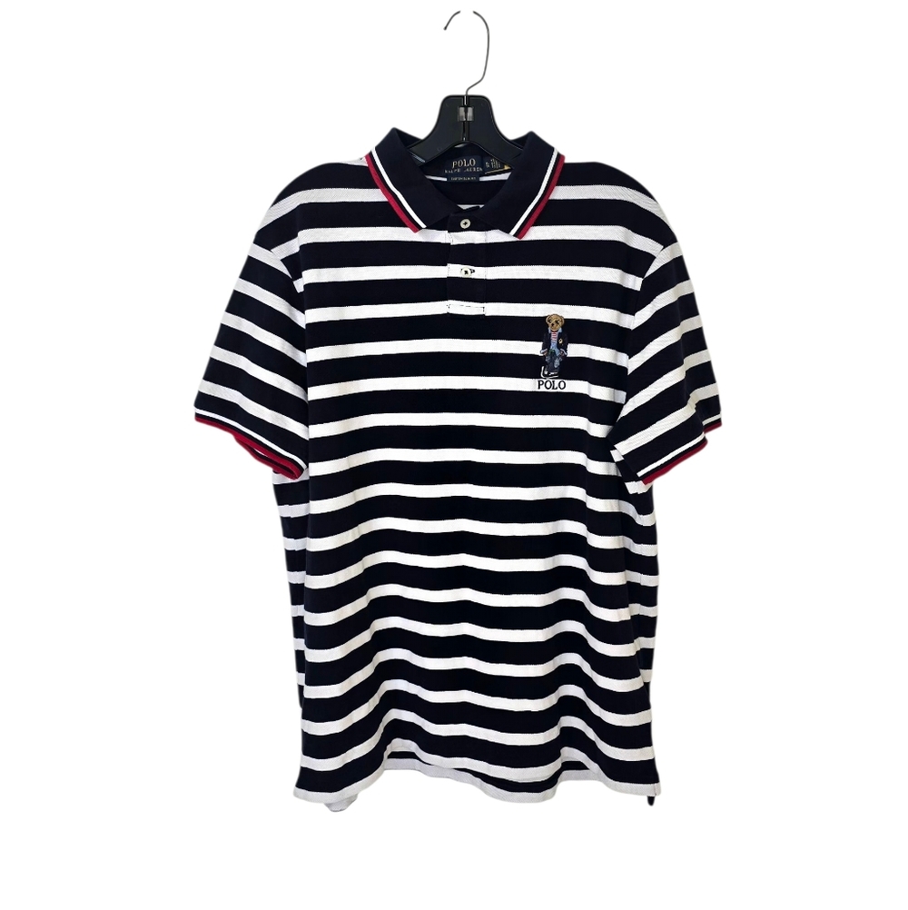 Polo Ralph Lauren Men's Custom Slim Polo Bear Mesh Polo Shirt XL Stripes